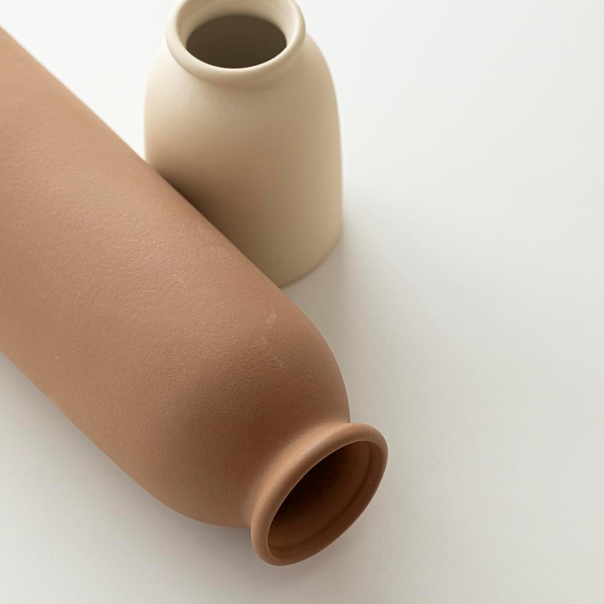 10.4 inches Tall Decorative Ceramic Vase Set, 3 Pieces, Nordic Modern Boho Style, White, Modern Farmhouse for Home Decor (Coffee Mix) - Image 8