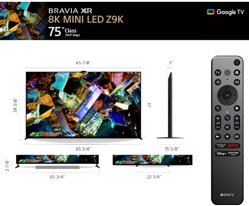 Sony 75 Inch 8K Ultra HD TV Z9K Series: BRAVIA XR 8K Mini LED Smart Google TV with Dolby Vision HDR and Exclusive Features for The Playstation® 5 XR75Z9K- Latest Model,Black - Image 4