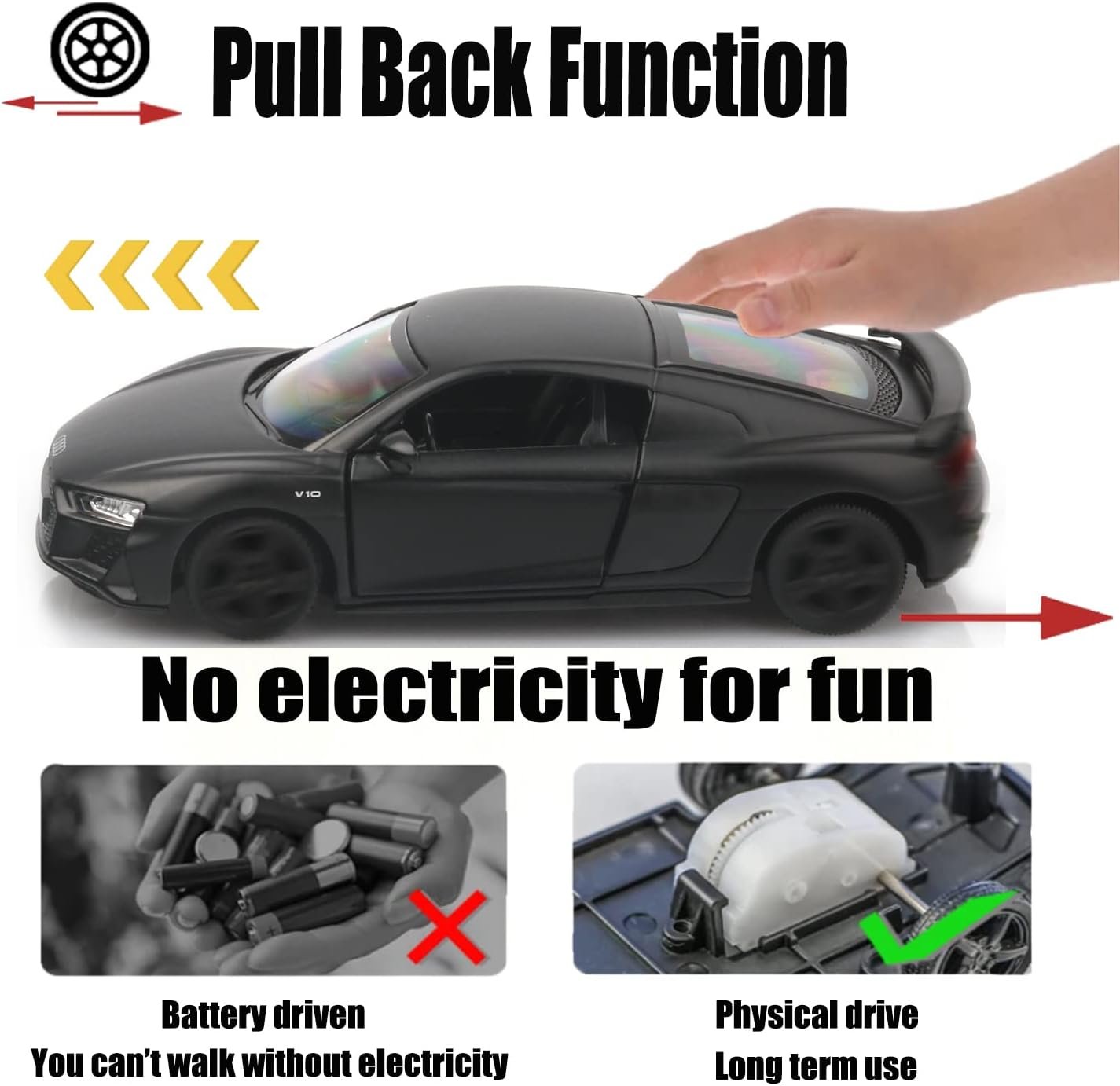 1/36 Scale Audi R8 Diecast Model Cars,Pull Back Vehicles Toy Cars,Cars Gifts for Boys Girls (Matte) - Image 5