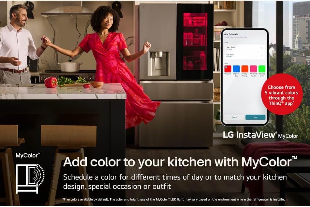 LG 29 cu. ft. Smart MyColor InstaView Standard-Depth MAX 4-Door French Door Refrigerator in Stainless Steel LF29S8365S - Image 4