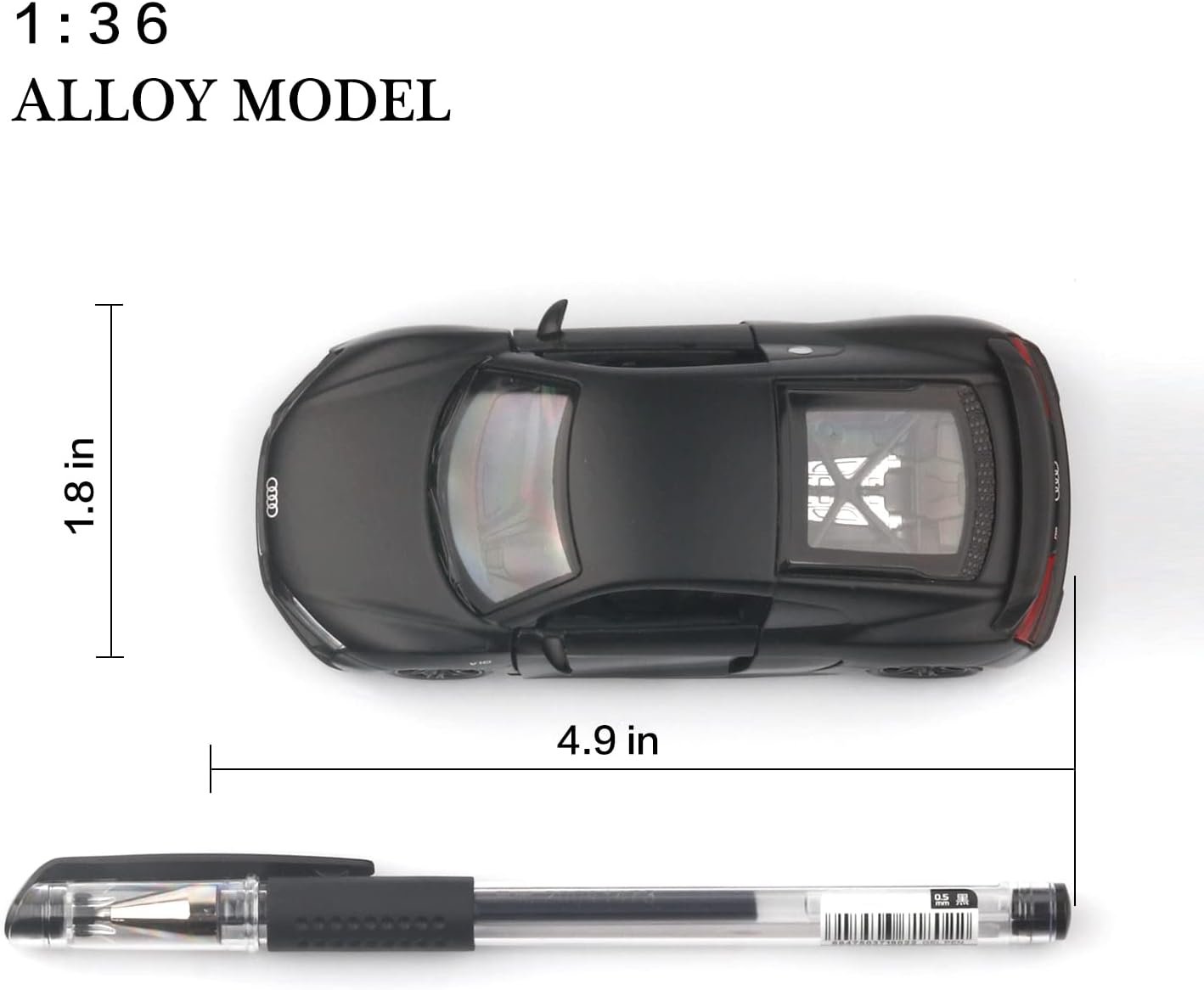 1/36 Scale Audi R8 Diecast Model Cars,Pull Back Vehicles Toy Cars,Cars Gifts for Boys Girls (Matte) - Image 4