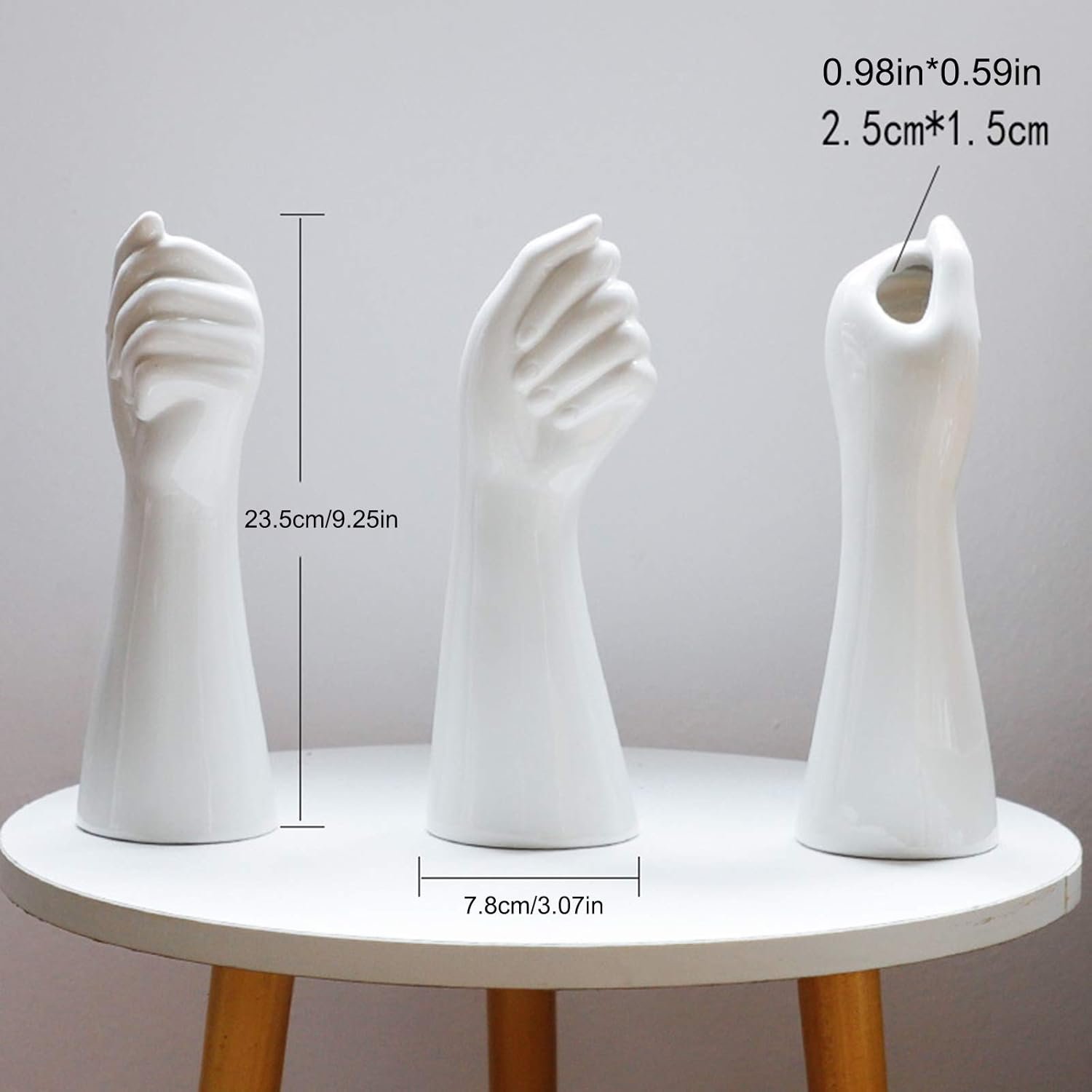 9 Inch Modern Art Ceramic Flower Vase Hand Holding Plants Flower Container, Tabletop White Arm vase for Home Office Decoration - Image 4