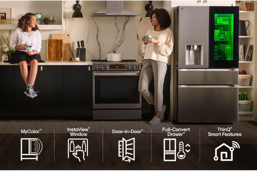 LG 29 cu. ft. Smart MyColor InstaView Standard-Depth MAX 4-Door French Door Refrigerator in Stainless Steel LF29S8365S - Image 5
