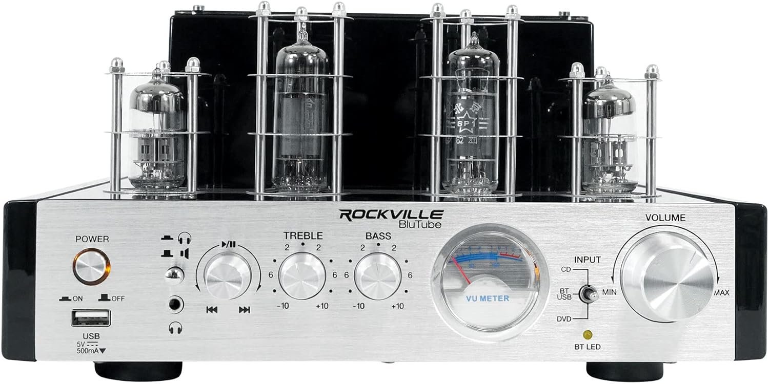 Rockville BluTube 70W Tube Amplifier Stereo Receiver, Bluetooth, EDR, Compact Design, Warm Sound, for Home Audio Enthusiasts - Image 3