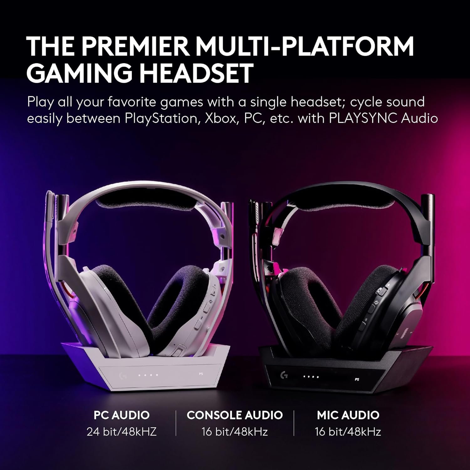 Logitech G Astro A50 Multi-Platform Wireless Gaming Headset + Base Station for PS5/Xbox/PC: PLAYSYNC Audio Switcher, - Image 2