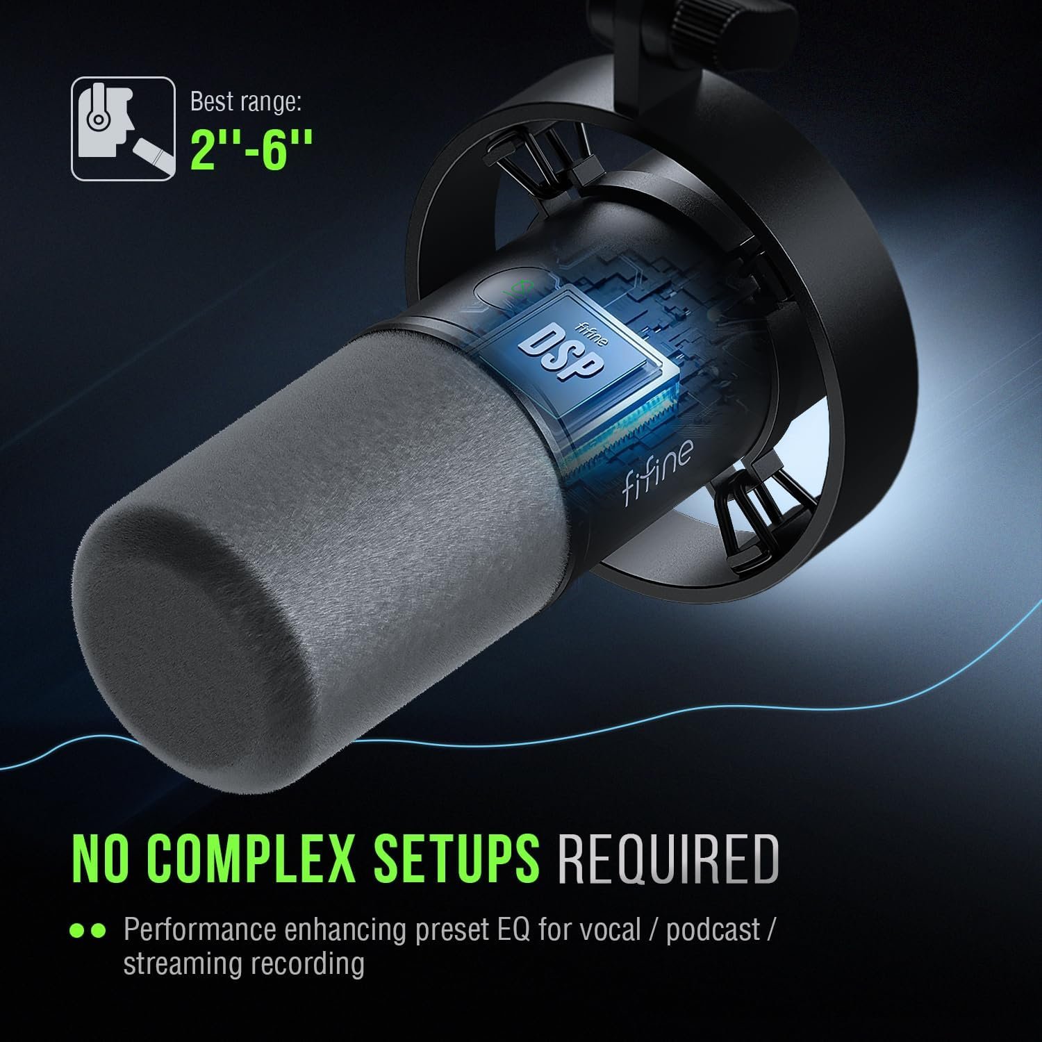 FIFINE K688 Podcast Microphone Kit, USB/XLR Dynamic Microphone with Boom Arm for PC/XLR Mixer, Gaming Mic with Mute Button, Headphone Jack for Vocal, Voice-Over, Streaming, Music Recording -K688CT - Image 6