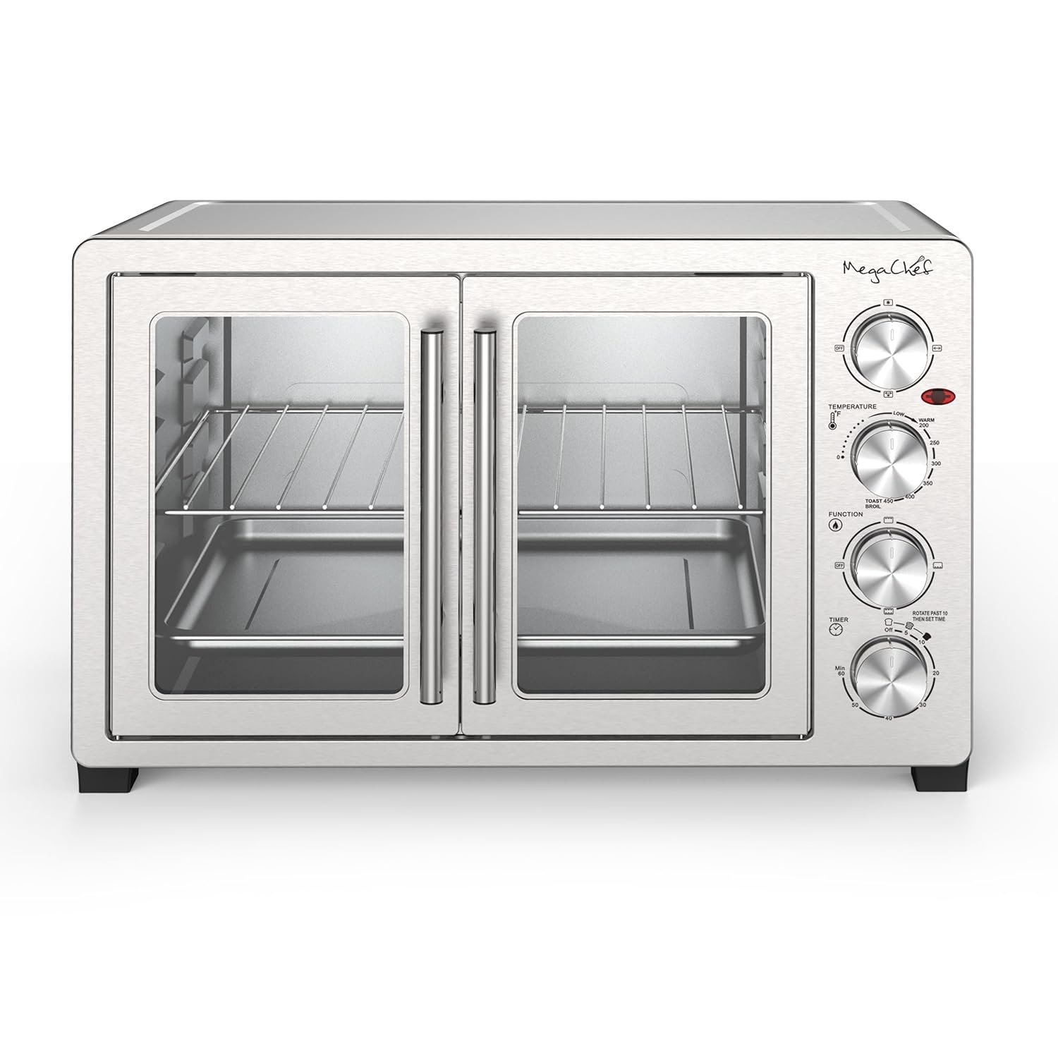 MegaChef 47 Quart Electric French Door Rotisserie Convection Counter Top Oven with Convection and Oven Lamp - Image 3