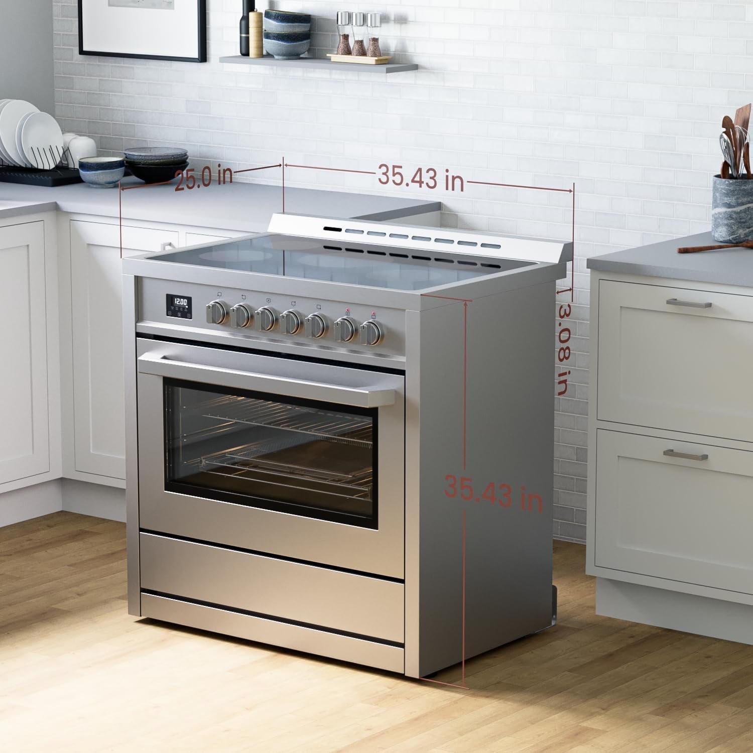 Rangaire RRE361TS 36" Electric Range Oven with Timer - Stainless Steel, Infrared Stove Burners, True Convection, Easy Reach Racks - Image 3