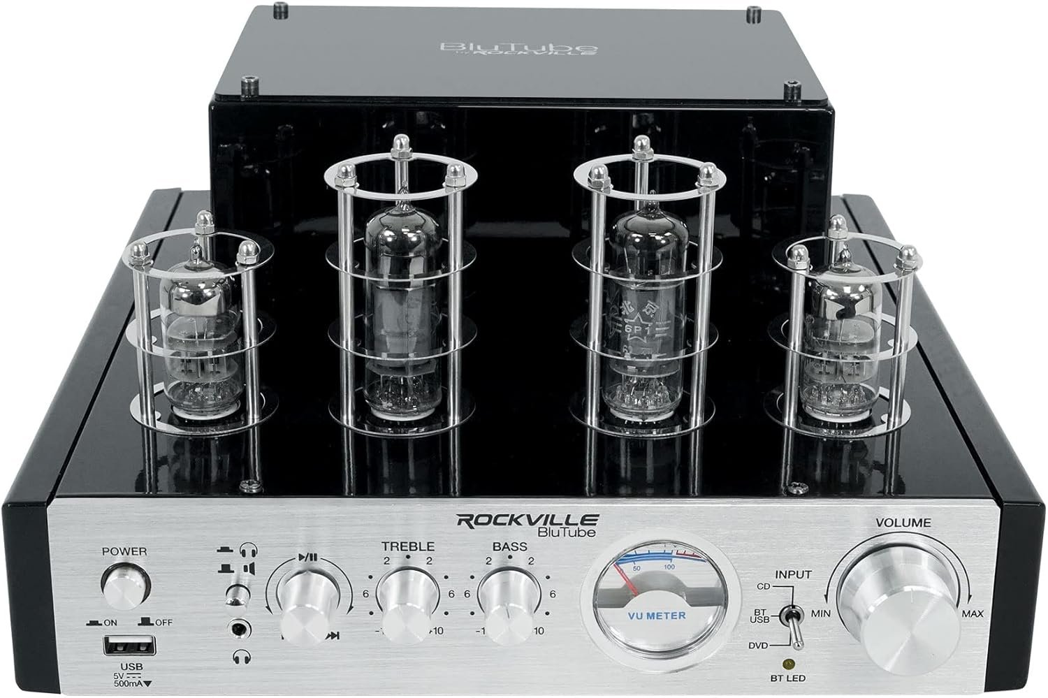 Rockville BluTube 70W Tube Amplifier Stereo Receiver, Bluetooth, EDR, Compact Design, Warm Sound, for Home Audio Enthusiasts - Image 2