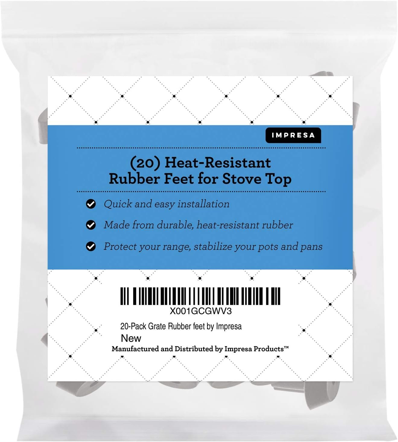 IMPRESA 20-Pack Rubber Feet for Stove Grates - Compatible with Viking Range Models DVGSU101 & VGRT560-6GQ - Black Heat-Resistant Material - Image 6