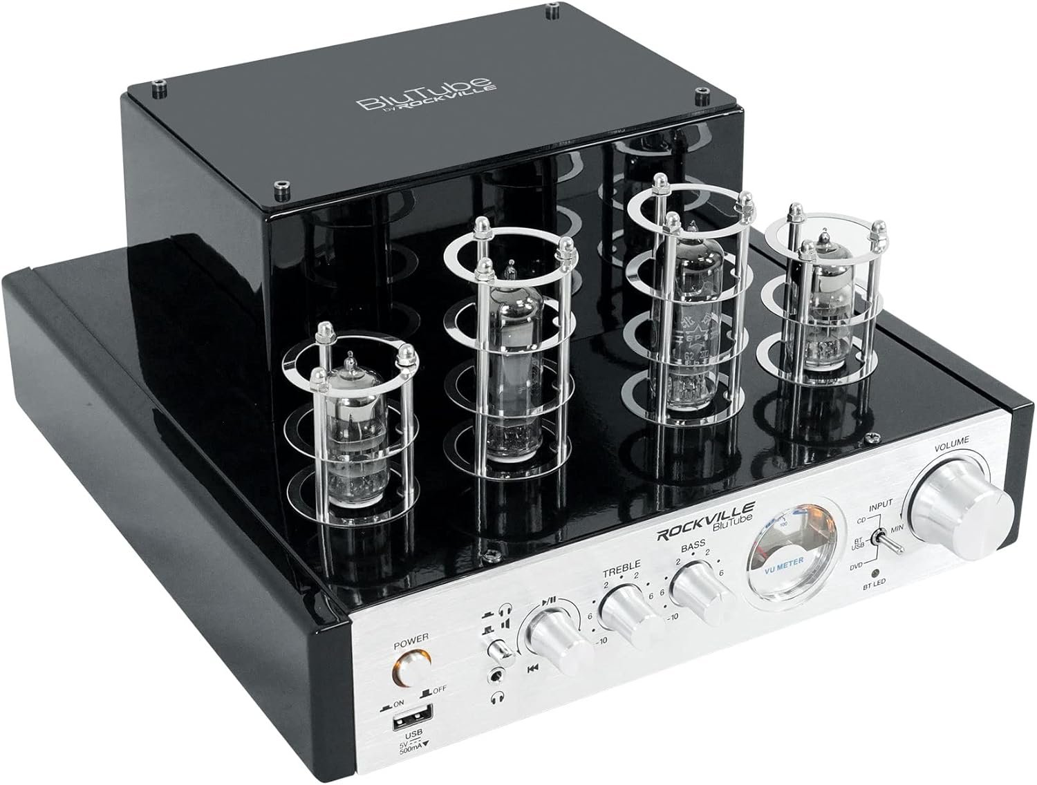 Rockville BluTube 70W Tube Amplifier Stereo Receiver, Bluetooth, EDR, Compact Design, Warm Sound, for Home Audio Enthusiasts - Image 4