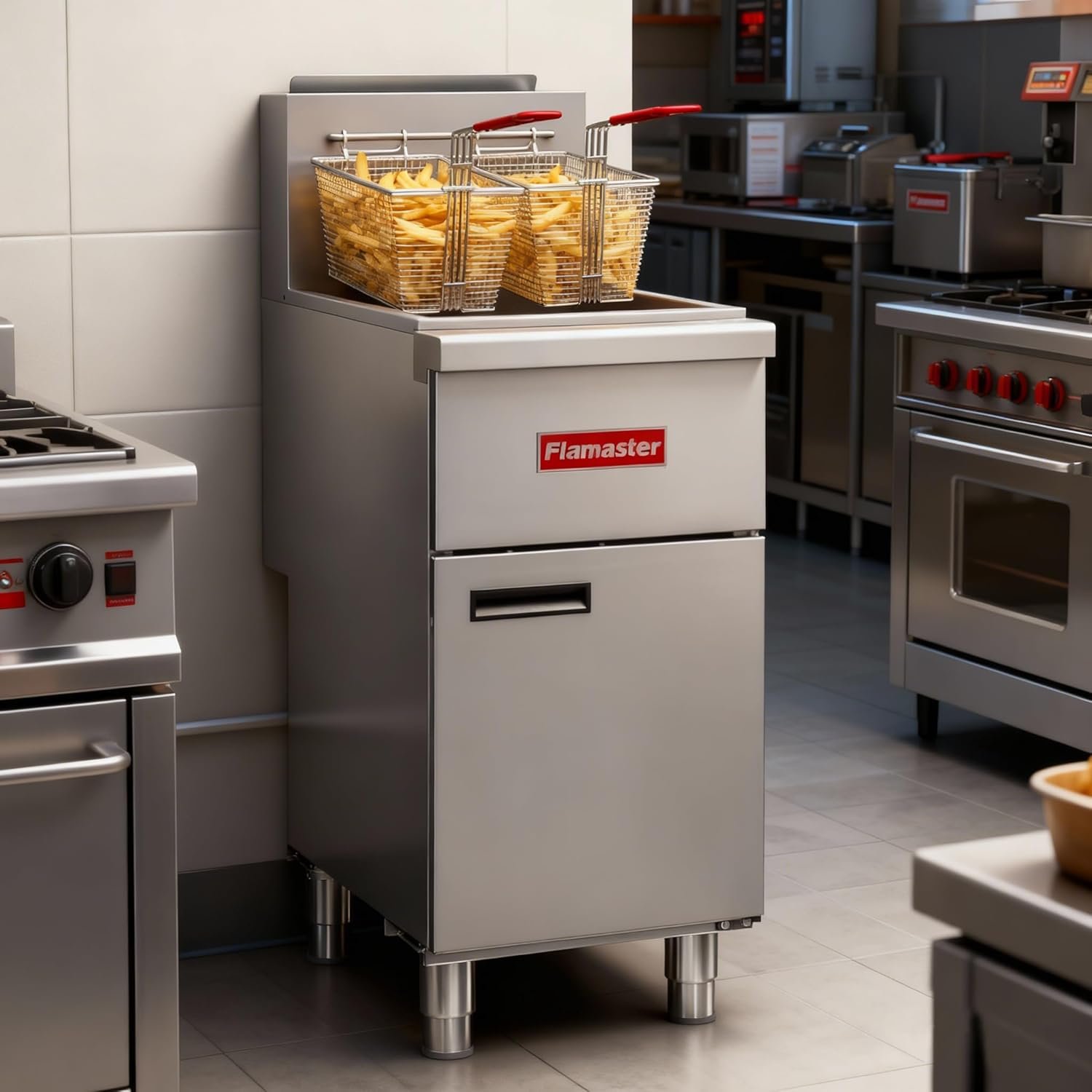 Commercial Gas Floor Fryer with 2 Baskets, 120000 BTU Natural Gas Fryer-Only Commercial Use, 4 Heating Tubes, 55 lb Oil Capacity Deep Fryer for Restaurants, Fast Food, Food Trucks - Image 5