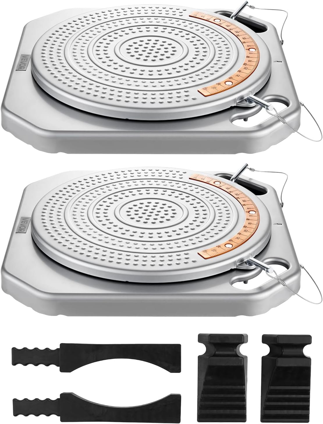 VEVOR Wheel Alignment Turn Plates, 4-Ton Capacity, Brass Dial Measurements, 360° Rotating Turntable Wheel Alignment Tool with Transition Bridge & Thrust Block for Car SUV Light Truck