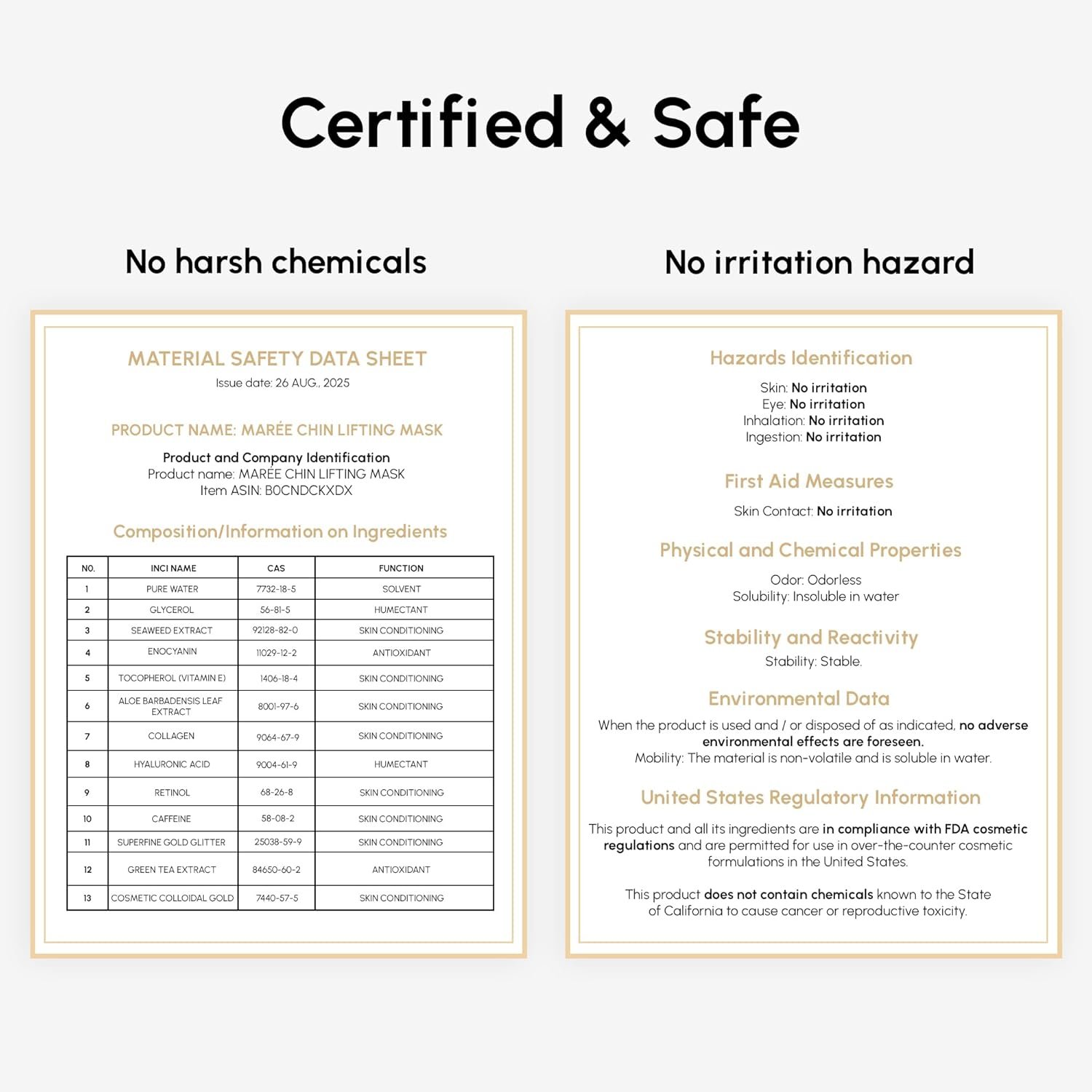 MAREE V Line Lifting Mask with 24K Gold – Deep Collagen Face Mask for Women – Jawline Shaper Mask with Retinol & Hyaluronic Acid – Neck Tightening & Firming - Double Chin Strap for Face Lift - Image 13