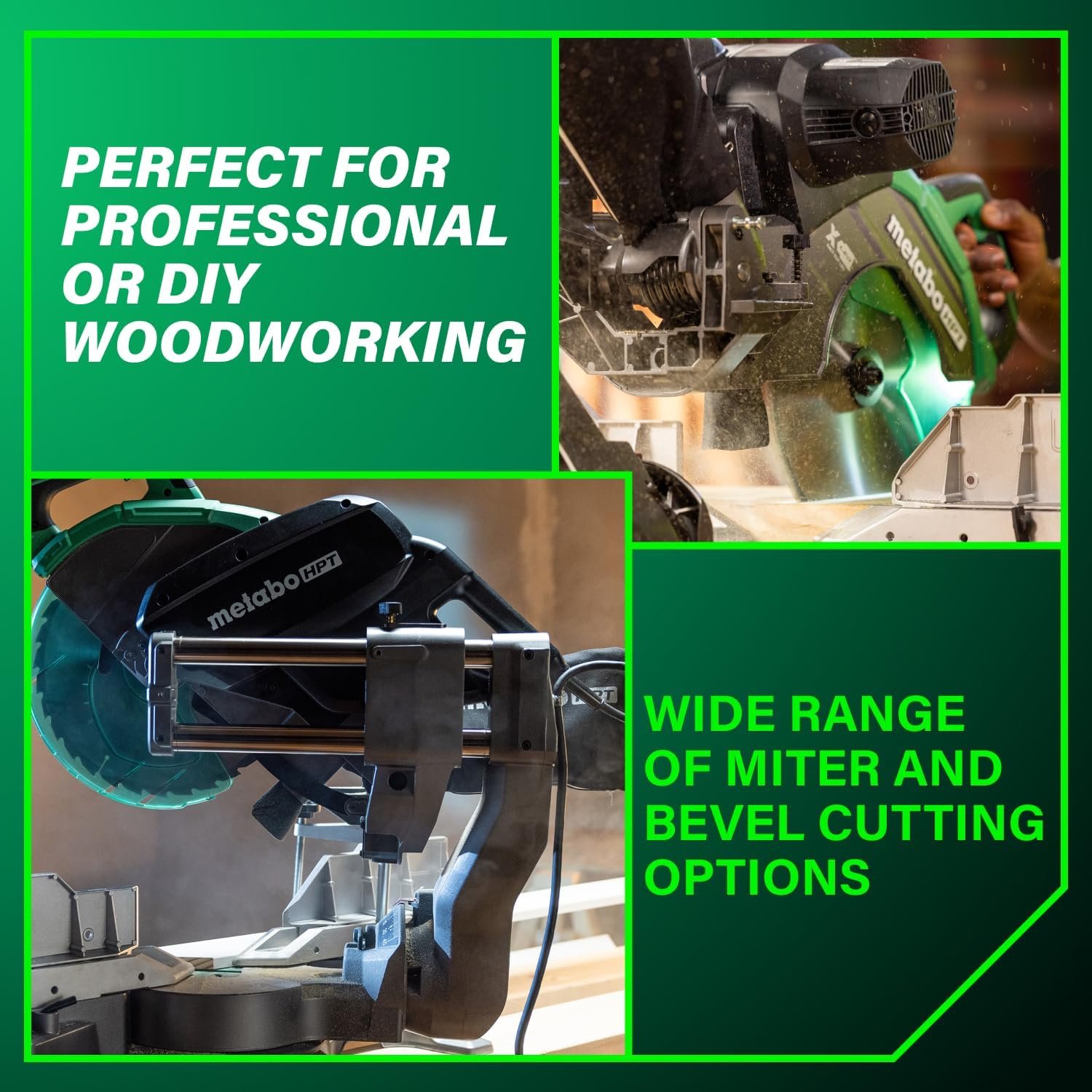 Metabo HPT 12-Inch Dual Bevel Sliding Miter Saw, 4000 RPM No-Load Speed, 45° Left and Right Bevel Range, Precision Miter Angles, 9 Detent Stops, Xact Cut Shadow Line, C12RSH3 - Image 5