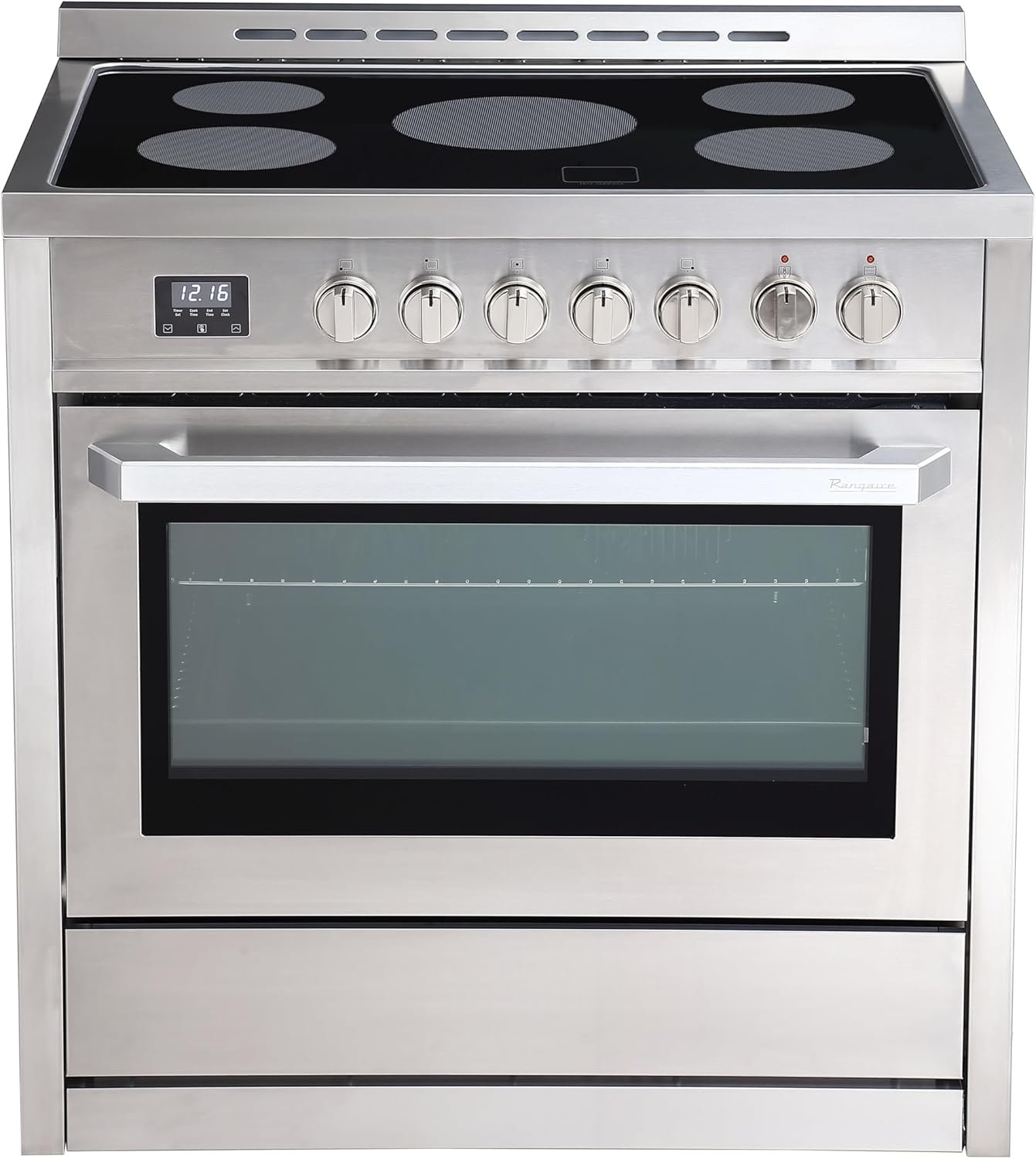 Rangaire RRE361TS 36" Electric Range Oven with Timer - Stainless Steel, Infrared Stove Burners, True Convection, Easy Reach Racks