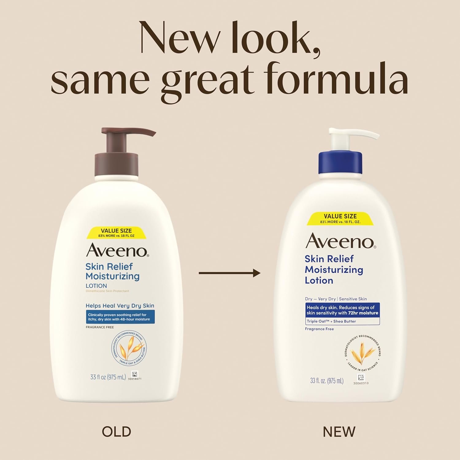 Aveeno Skin Relief Moisturizing Lotion Heals Very Dry, Sensitive Skin, Fast-Absorbing Body Lotion with Triple Oat & Shea Butter, Fragrance Free, Non-Comedogenic, Value Size, 33 fl. oz - Image 2