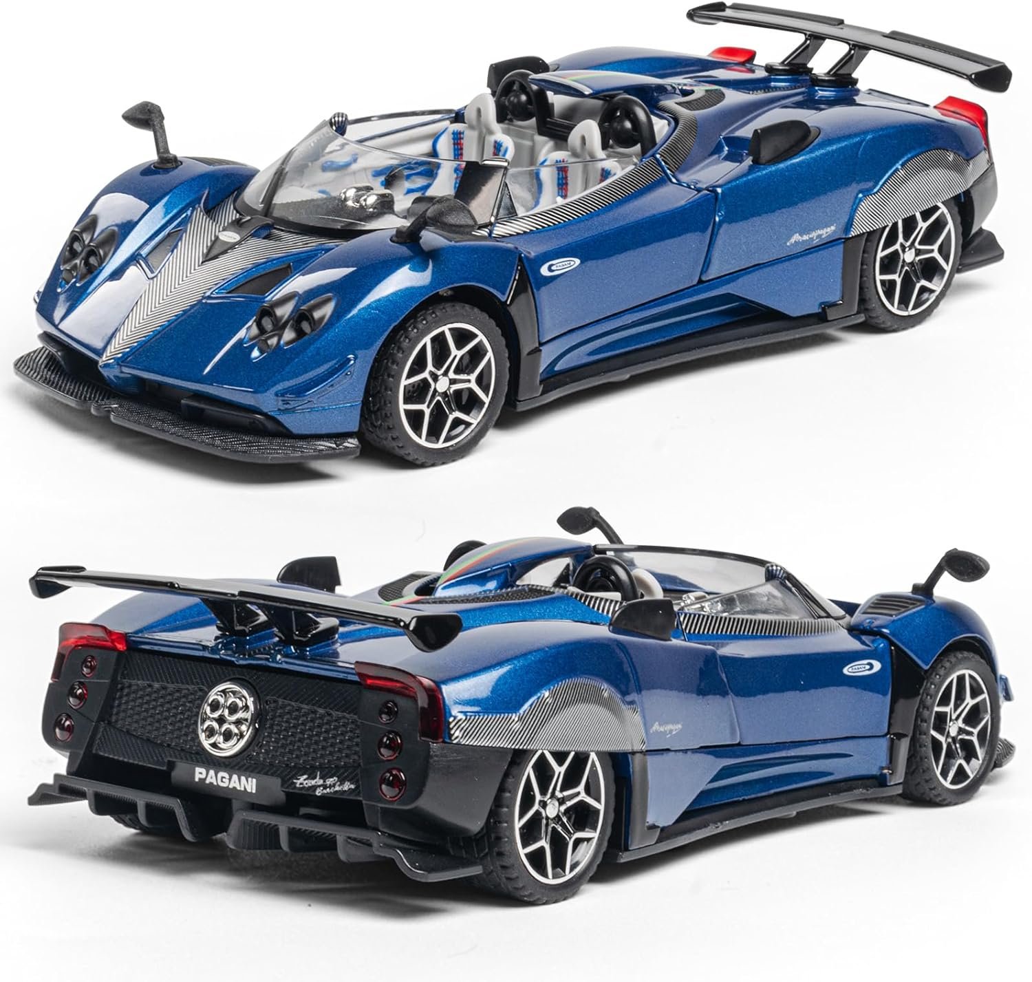 1/32 Scale Pagani Zonda HP Diecast Toy Cars - Pull Back Car Models with Light & Sound, Birthday Gifts for Boys, Perfect Vehicle Presents for Kids & Boyfriends on Christmas (Blue) - Image 2