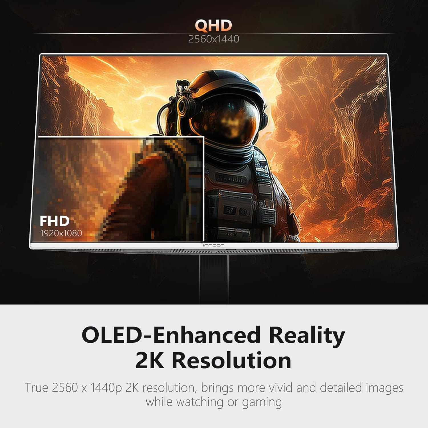 INNOCN 27" QD-OLED 2K QHD 2560 x 1440P 280Hz 240Hz PC Computer Gaming Console Monitor, 0.03ms, HDR400, HDMI, DisplayPort, Built-in Speaker, Height Pivot Adjustable Stand - 2780s - Image 3