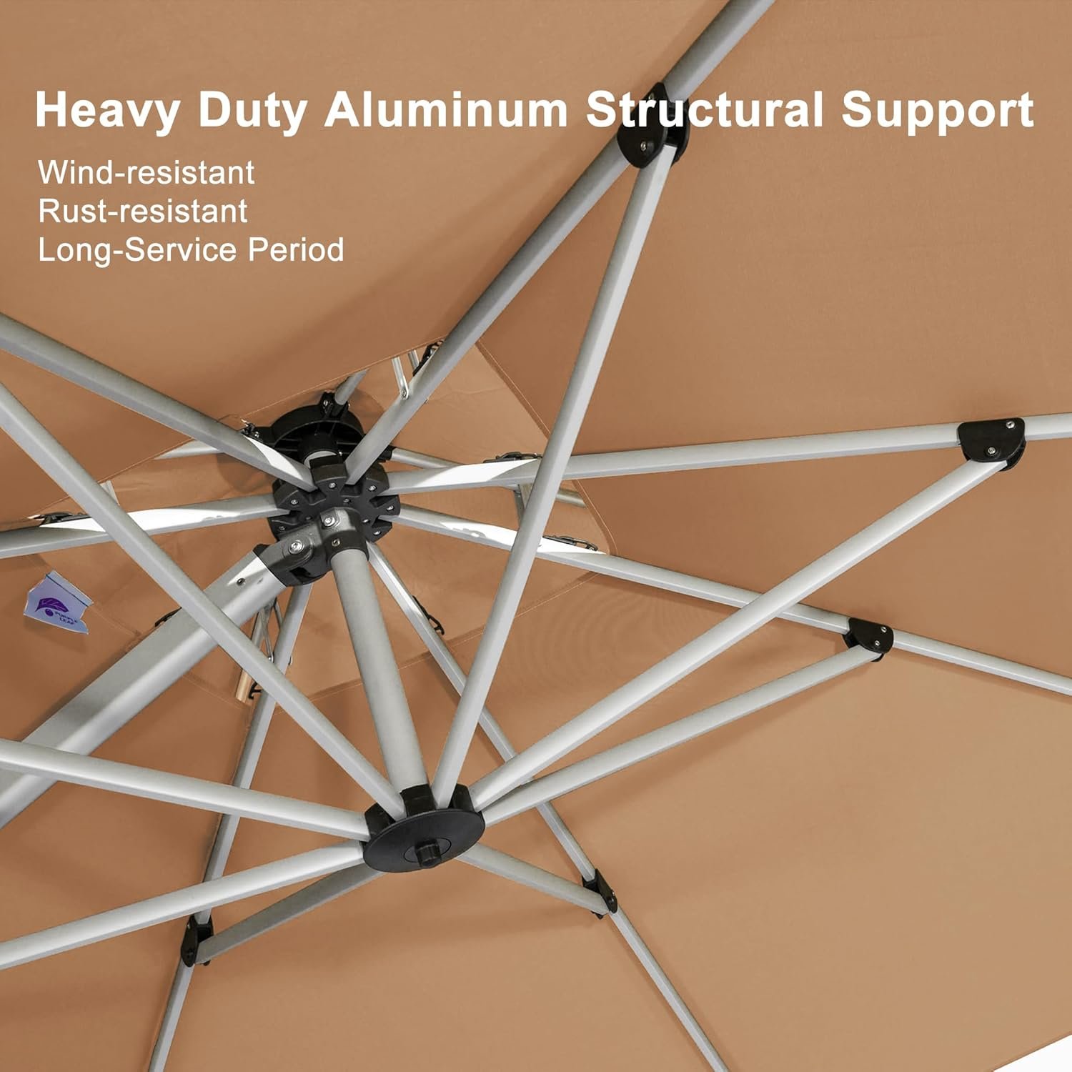 PURPLE LEAF 10' X 13' Patio Umbrella Outdoor Rectangle Umbrella Large Cantilever Umbrella Windproof Offset Heavy Duty Sun for Garden Deck Pool Patio, Beige - Image 3