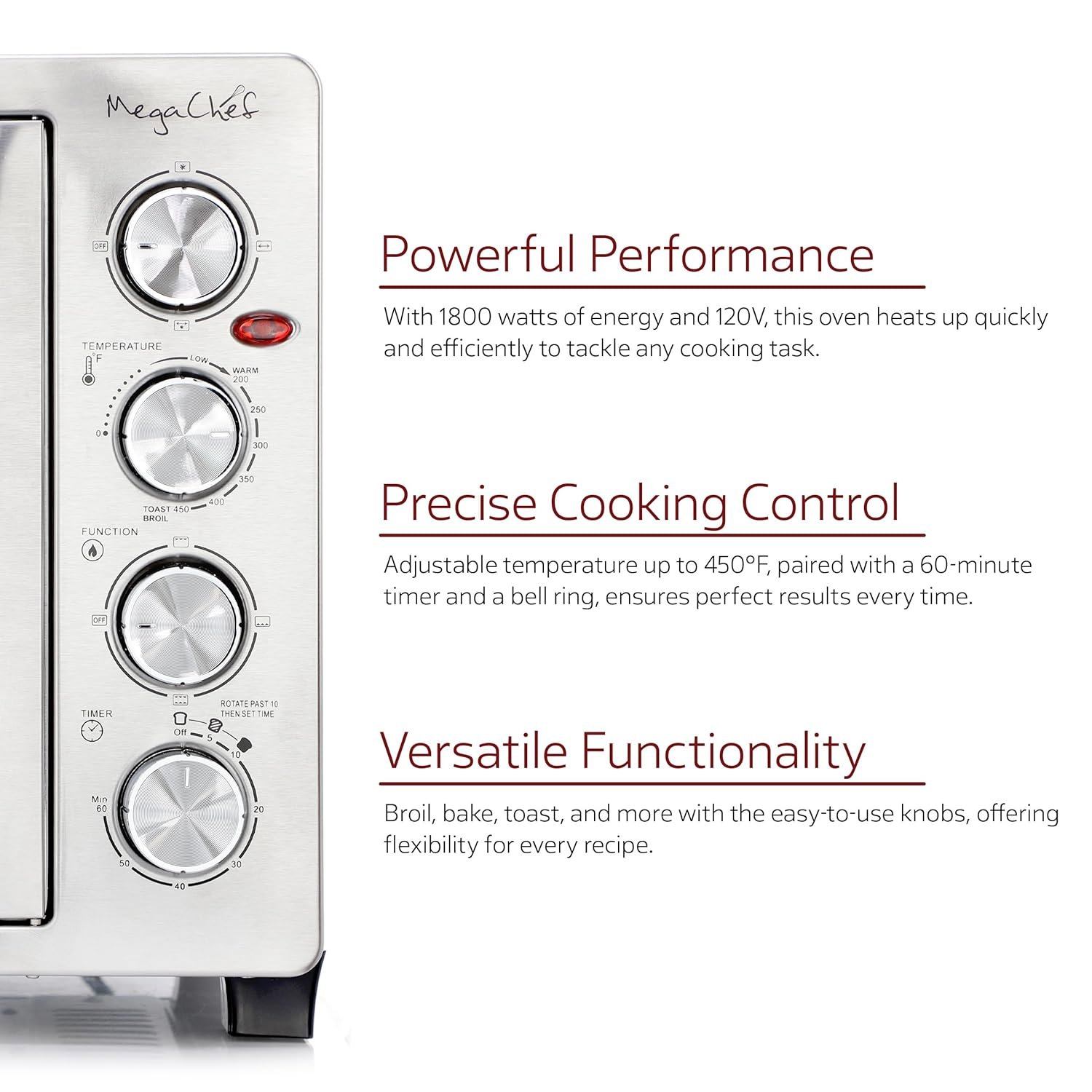 MegaChef 47 Quart Electric French Door Rotisserie Convection Counter Top Oven with Convection and Oven Lamp - Image 7