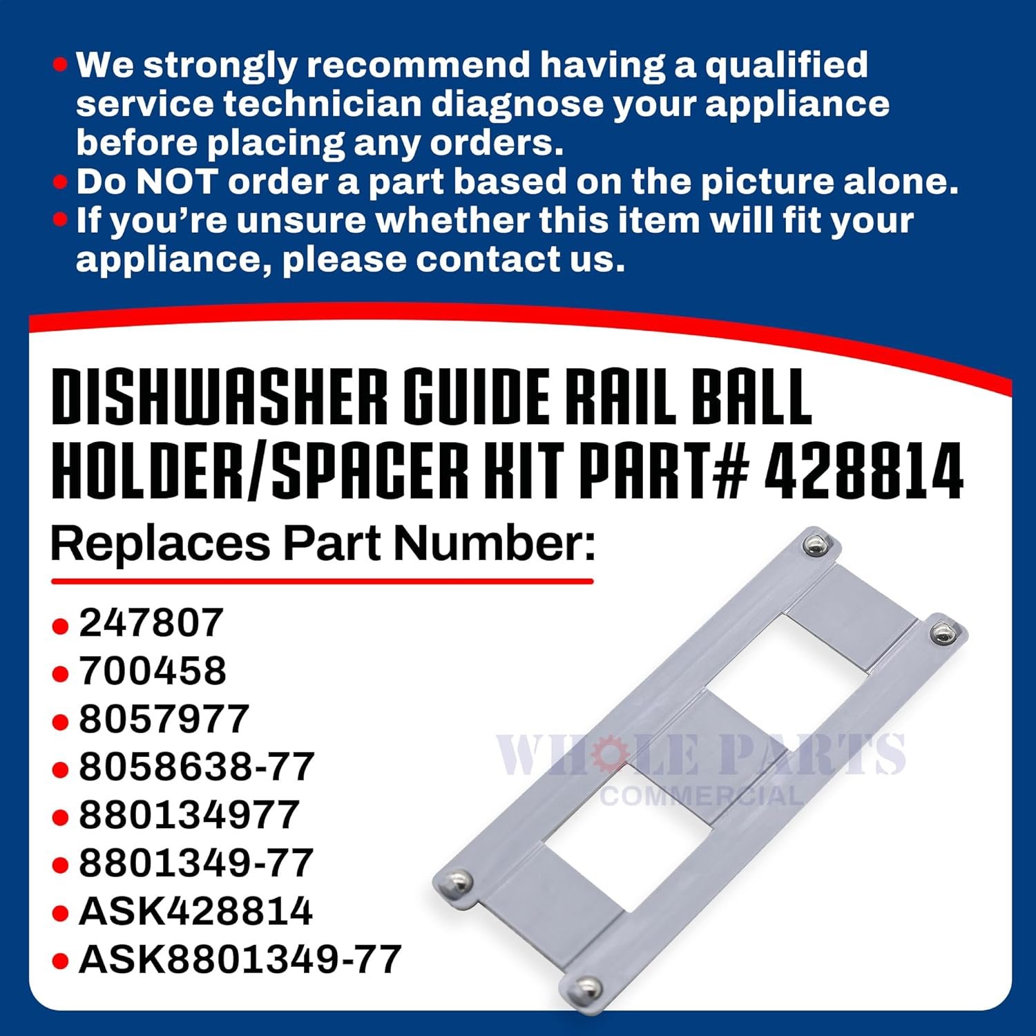 Whole Parts Dishwasher Guide Rail Ball Holder/Spacer Kit (2 PCs) Part# 428814 (8801349-77) - Replacement and Compatible with Some ASKO Dishwashers - Image 3