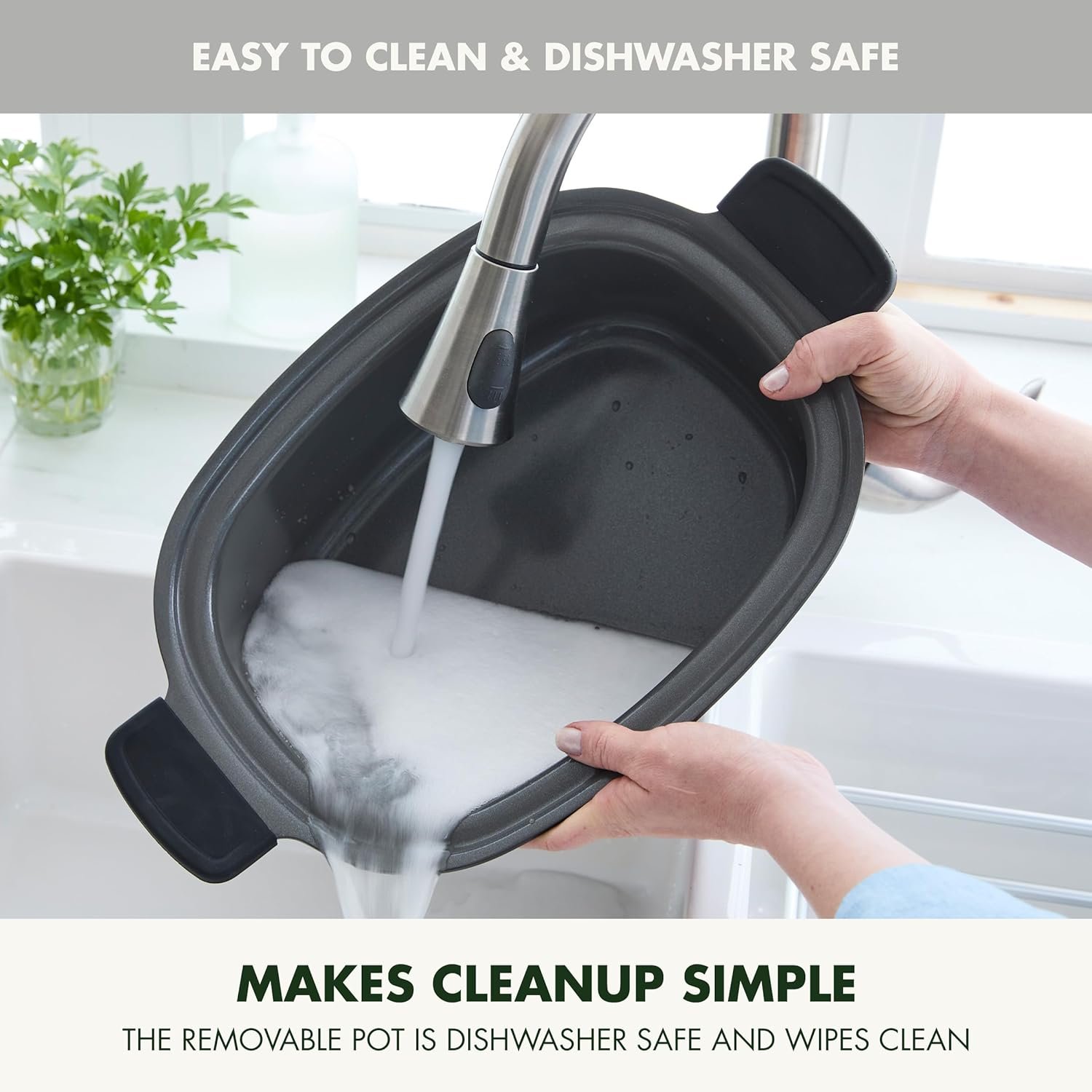 GreenPan Elite 14-in-1 Nonstick 6QT Electric Slow Cooker, PFAS-Free Ceramic Multi-Cooker, In-Pot Browning, Dishwasher Safe Lid & Removable Crock, Stainless Steel Steamer, Silicone Handles, White - Image 7