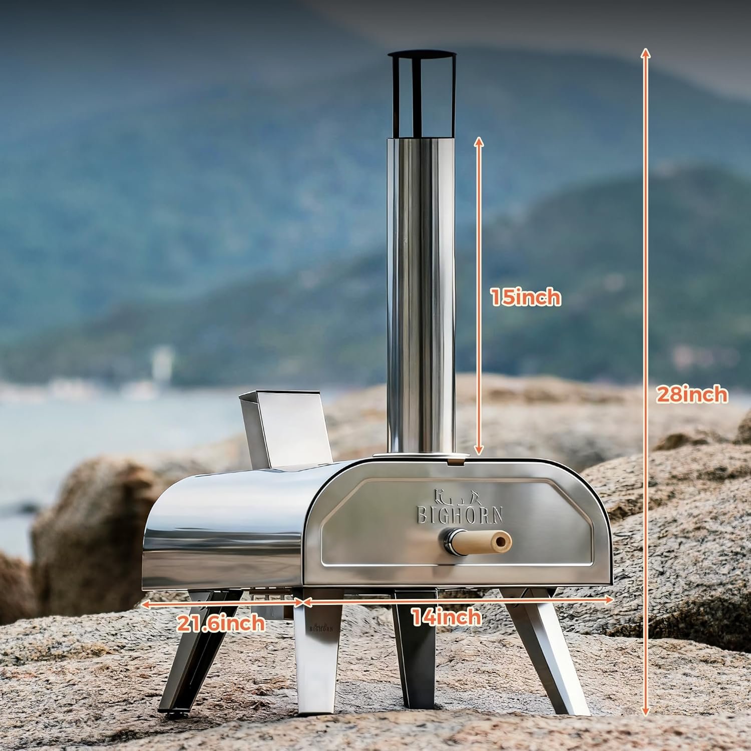 BIG HORN OUTDOORS 12" Dual Fuel Pizza Oven – Electric & Wood Pellet, Indoor & Outdoor High-Temp Pizza Maker (1000°F) with Pizza Stone for Wood-Fired Flavor - Image 6