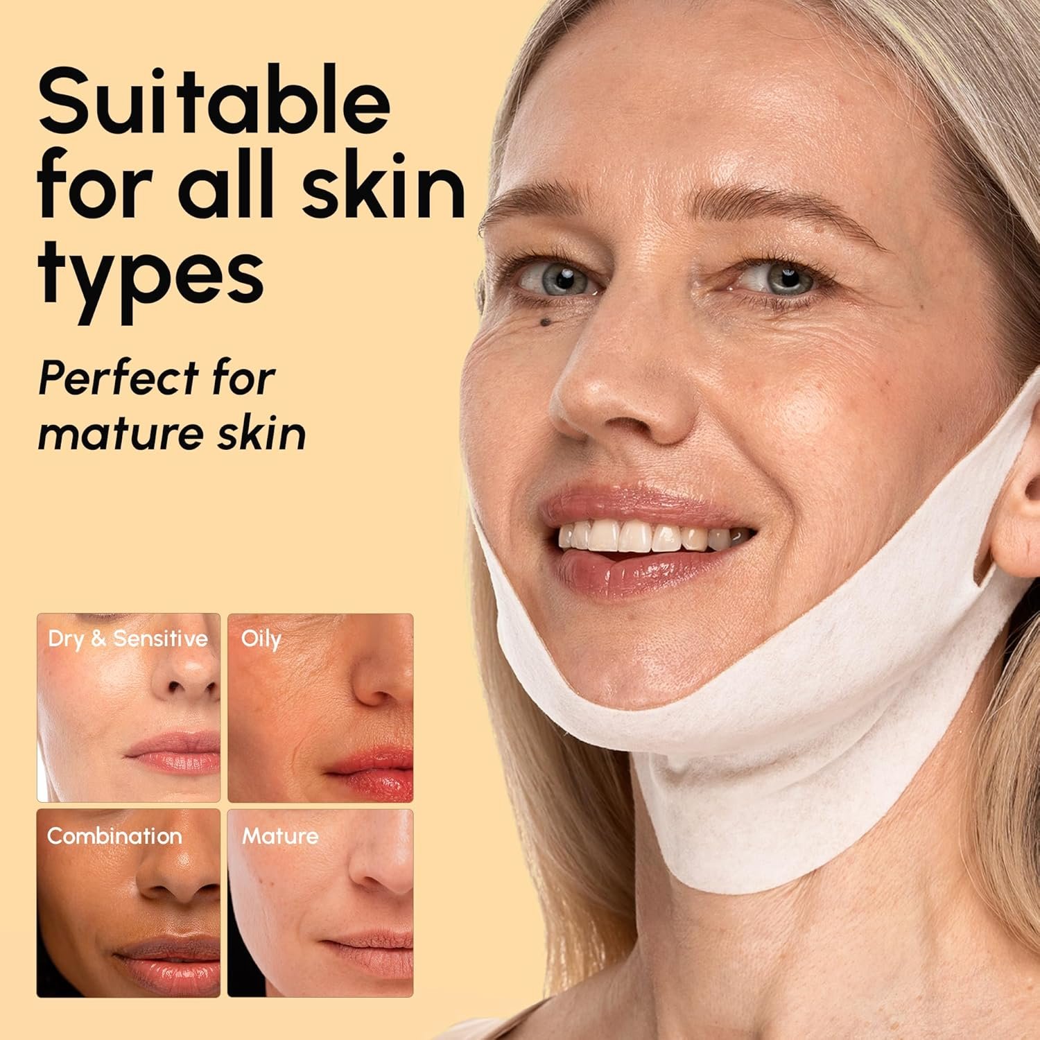 MAREE V Line Lifting Mask with 24K Gold – Deep Collagen Face Mask for Women – Jawline Shaper Mask with Retinol & Hyaluronic Acid – Neck Tightening & Firming - Double Chin Strap for Face Lift - Image 14