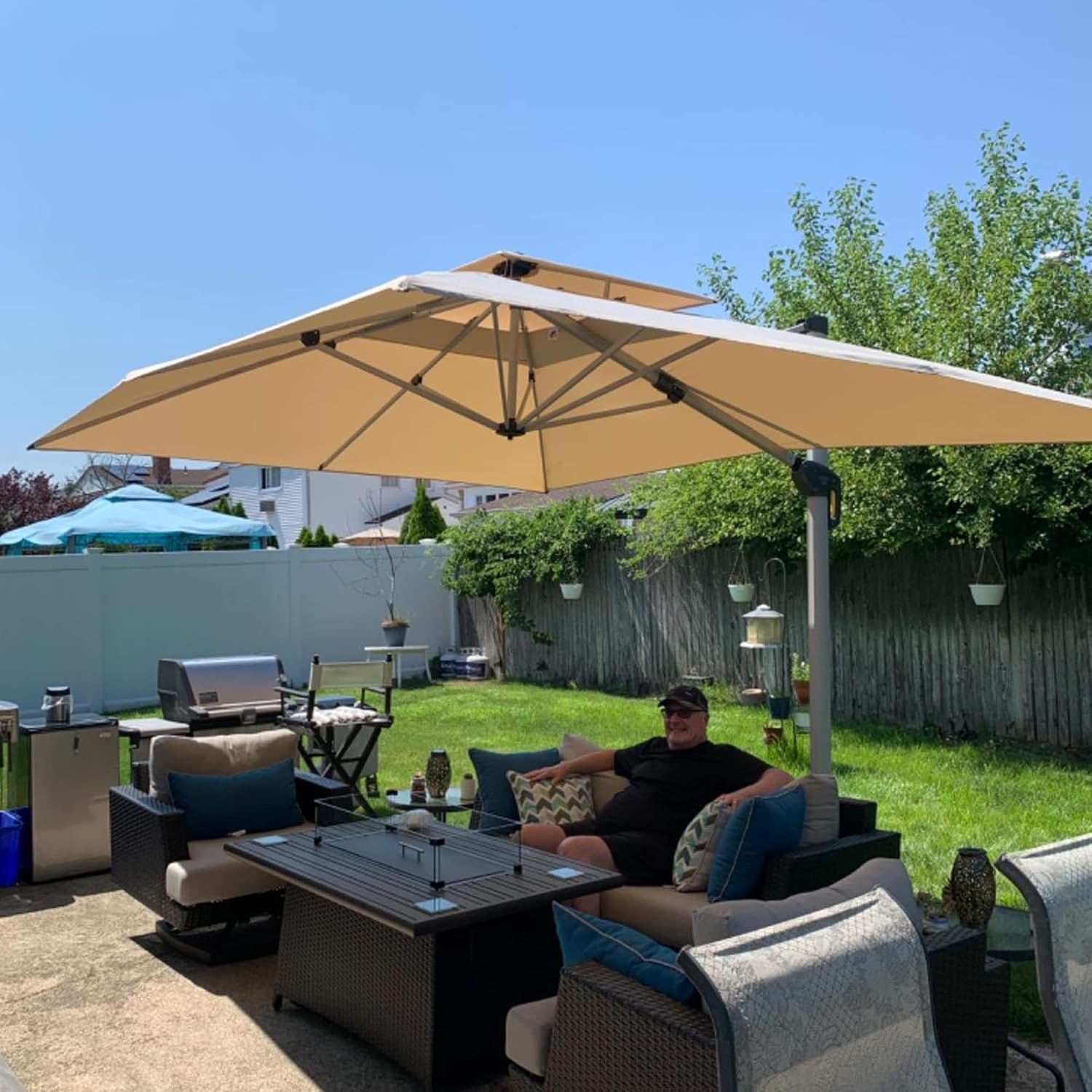 PURPLE LEAF 10' X 13' Patio Umbrella Outdoor Rectangle Umbrella Large Cantilever Umbrella Windproof Offset Heavy Duty Sun for Garden Deck Pool Patio, Beige - Image 2