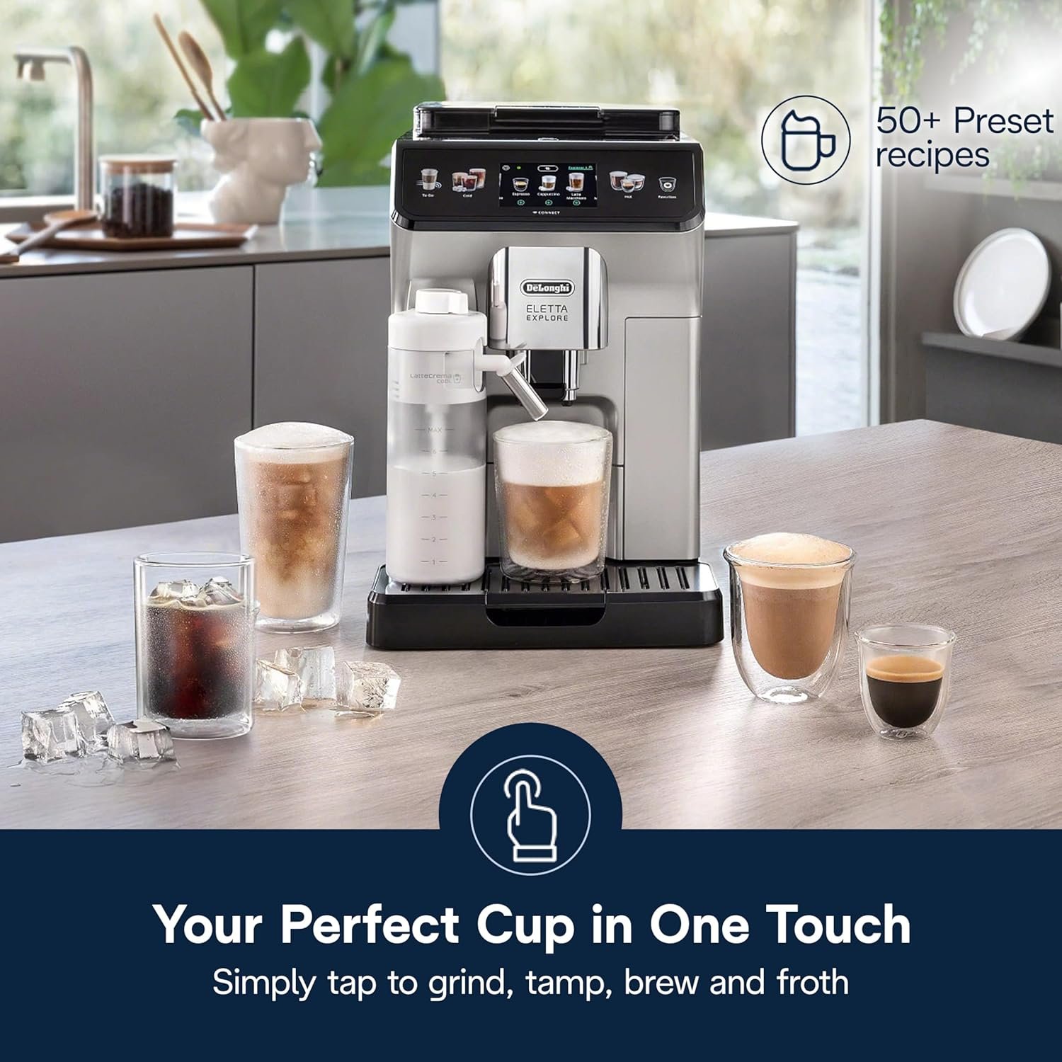 De'Longhi Eletta Explore Espresso Machine with Cold Brew, Hot & Cold Milk Frother - 50+ Recipes, Built in Grinder, User Profiles, Smartphone Compatible with Bean Adapt Technology for Ideal Extraction - Image 2