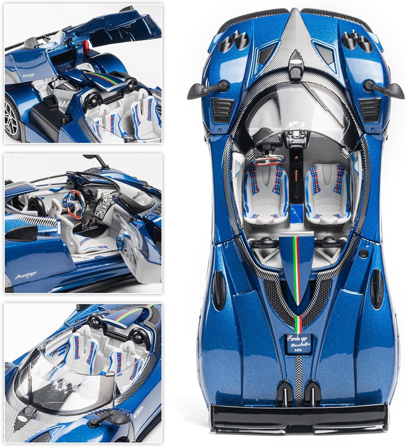 1/32 Scale Pagani Zonda HP Diecast Toy Cars - Pull Back Car Models with Light & Sound, Birthday Gifts for Boys, Perfect Vehicle Presents for Kids & Boyfriends on Christmas (Blue) - Image 3