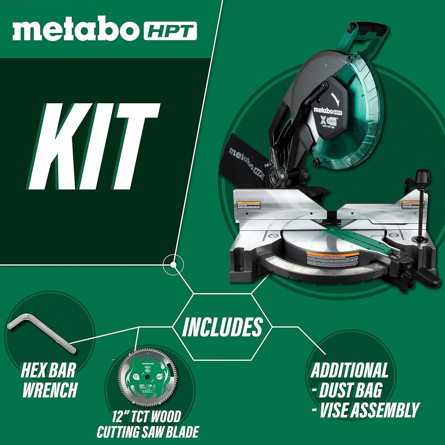 Metabo HPT 12-Inch Compound Miter Saw | Xact Cut LED Shadow Line System | Dual Bevel | C12FDHB - Image 3