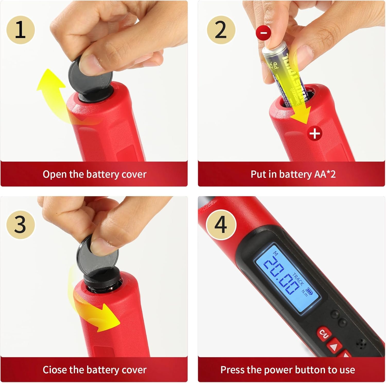 3/8 Inch Drive Professional Digital Torque Wrench 6.8-135N.M (5.02-99.57FT. LB), Electric Torque Wrench with Buzzer& LED Indicator& Preset Value& Data Storage, for Bike/Motorcycle/Auto Repair - Image 4