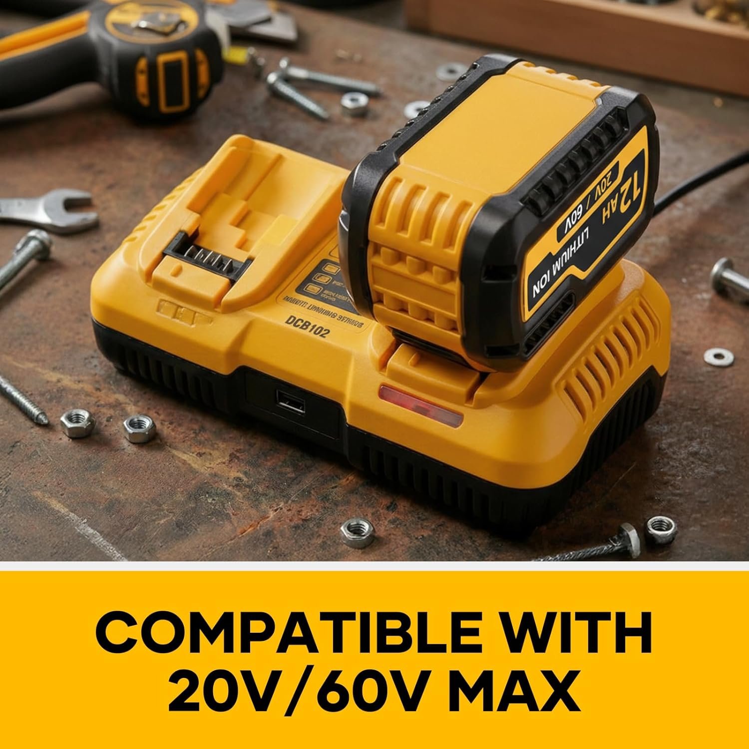 2 Packs 12Ah 60V Lithium Ion Battery Replacement Compatible with Dewalt 60V Battery DCB612, DCB609, DCB606, High Capacity 60 Volt Battery Compatible with Dewalt 20V/60V Tools, LED Indicator - Image 7