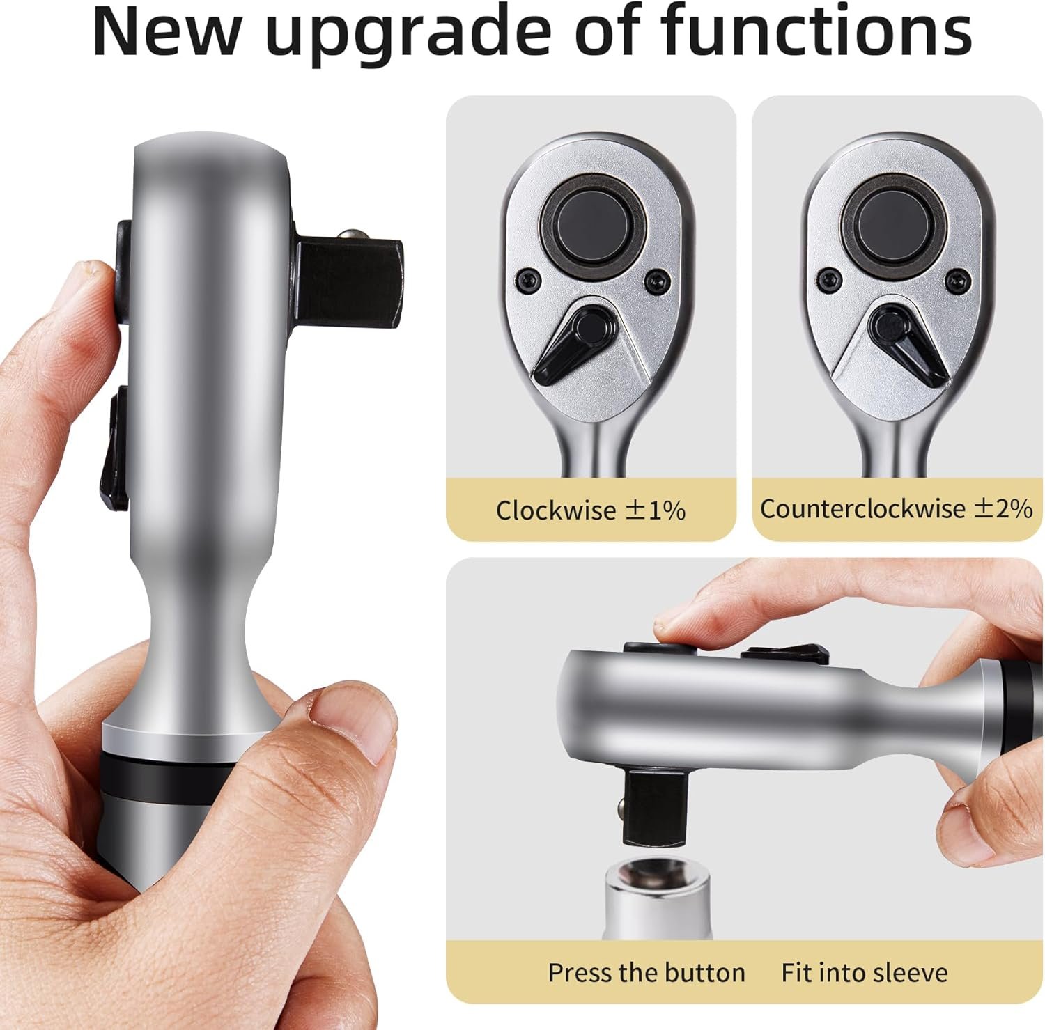 3/8 Inch Drive Professional Digital Torque Wrench 6.8-135N.M (5.02-99.57FT. LB), Electric Torque Wrench with Buzzer& LED Indicator& Preset Value& Data Storage, for Bike/Motorcycle/Auto Repair - Image 2