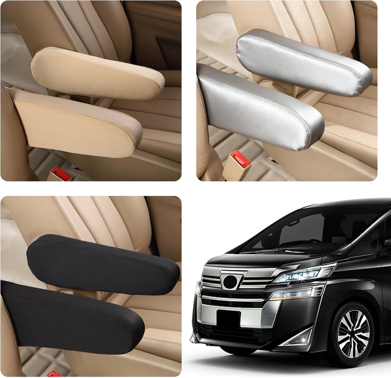 2 PCS Car Front Seat Armrest Covers, Soft Elastic Fabric Stretch Auto Seat Armrest Protectors, Universal Front Seat Arm Rest Cover Replacement, Vehicle Interior Decor Accessories (Black) - Image 6