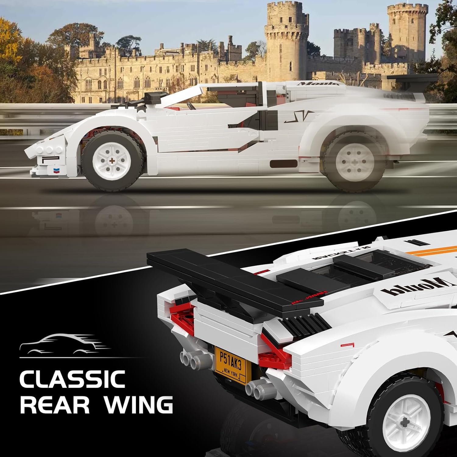 Mould King Classic Super Sports Car Building Blocks Kit, MOC Racing Car Model Replica Building Set for Adults, Collectible Set to Build for Kids Boys Girl, 1349 Pieces - Image 3