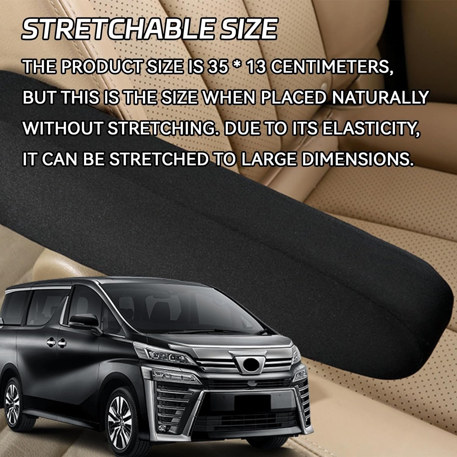 2 PCS Car Front Seat Armrest Covers, Soft Elastic Fabric Stretch Auto Seat Armrest Protectors, Universal Front Seat Arm Rest Cover Replacement, Vehicle Interior Decor Accessories (Black) - Image 2