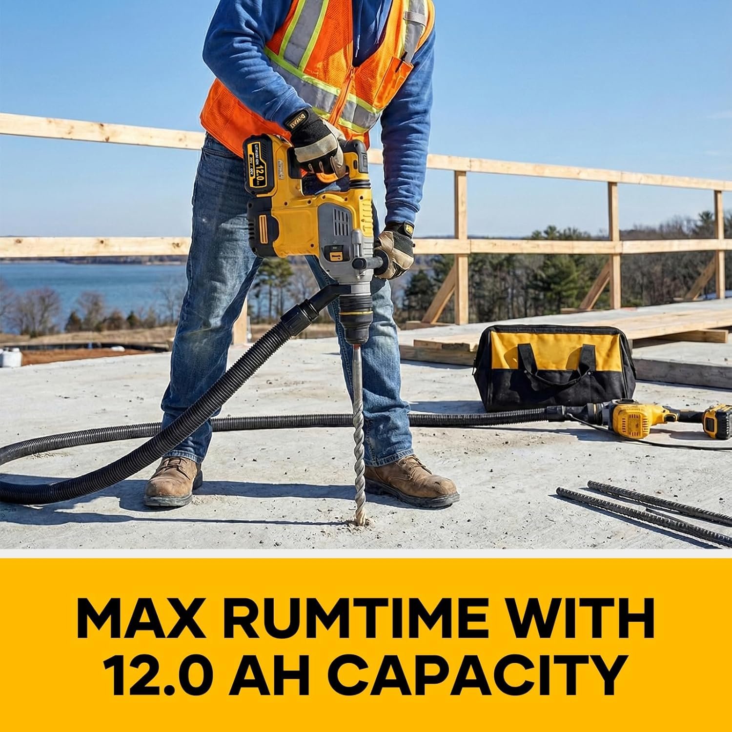 2 Packs 12Ah 60V Lithium Ion Battery Replacement Compatible with Dewalt 60V Battery DCB612, DCB609, DCB606, High Capacity 60 Volt Battery Compatible with Dewalt 20V/60V Tools, LED Indicator - Image 2