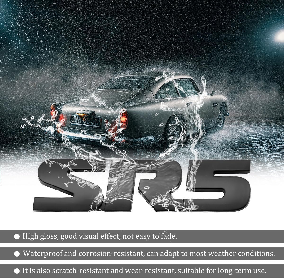 3D SR5 Metal Emblem, Classic Decorative SR5 Nameplate Logo Side Rear Tailgate Badge, Car Fender Trunk Letters Emblem Sticker Decal Compatible with 4Runner Tacoma (Black, 1 PCS) - Image 4