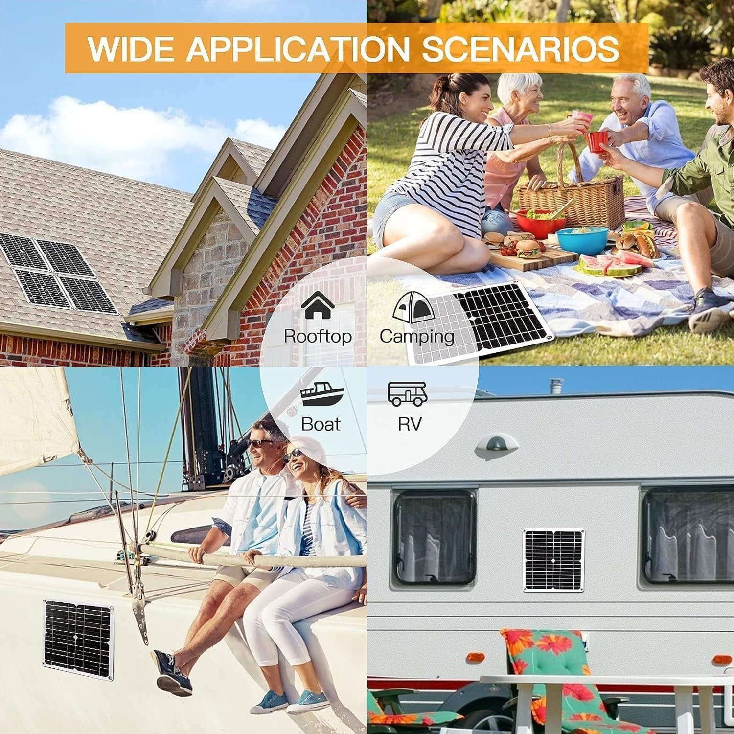 200W Solar Panel Kit 12V Dual 5V USB Outputs Solar Panel Controller Combo,with 100A Solar Charge Controller for Boat Motorcycle Home Outdoor Lights RV Outdoor Camera Generators (Black) - Image 5